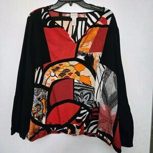Chico's red and black abstract tunic top Size‎ 3p/XLP